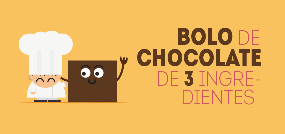 Animação receita: Bolo de chocolate de 3 ingredientes. Lembra muito um Brownie, é muito fácil e rápido de preparar. Ingredientes: Chocolate amargo, farinha de trigo e ovo