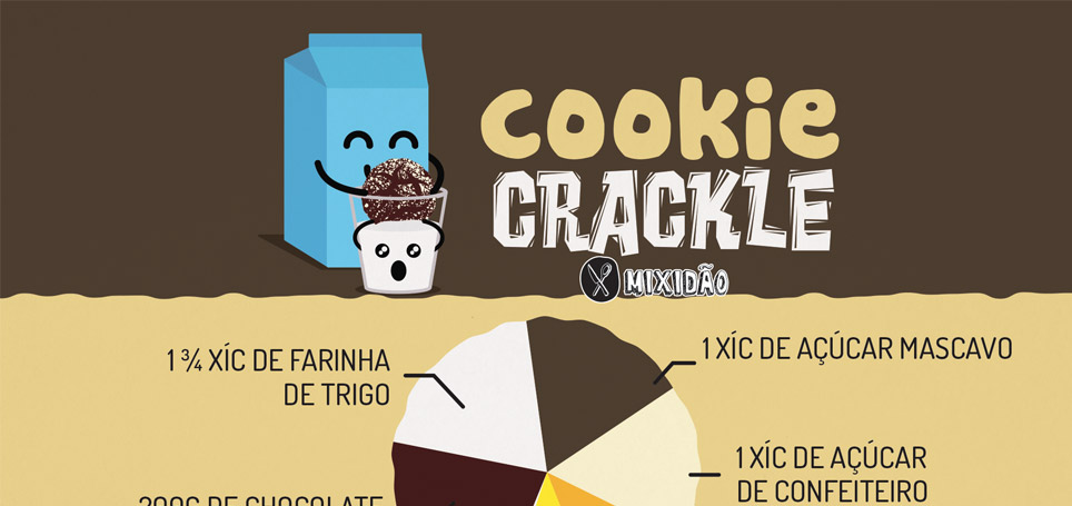 Ilustração de um cookie crackle com rachaduras na superfície e açúcar de confeiteiro.