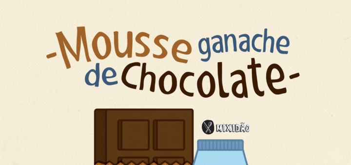 Receita ilustrada de Mousse ganache de chocolate, receita fácil, rápida e muito saborosa e possui só 2 ingredientes: Chocolate e Creme de leite fresco.