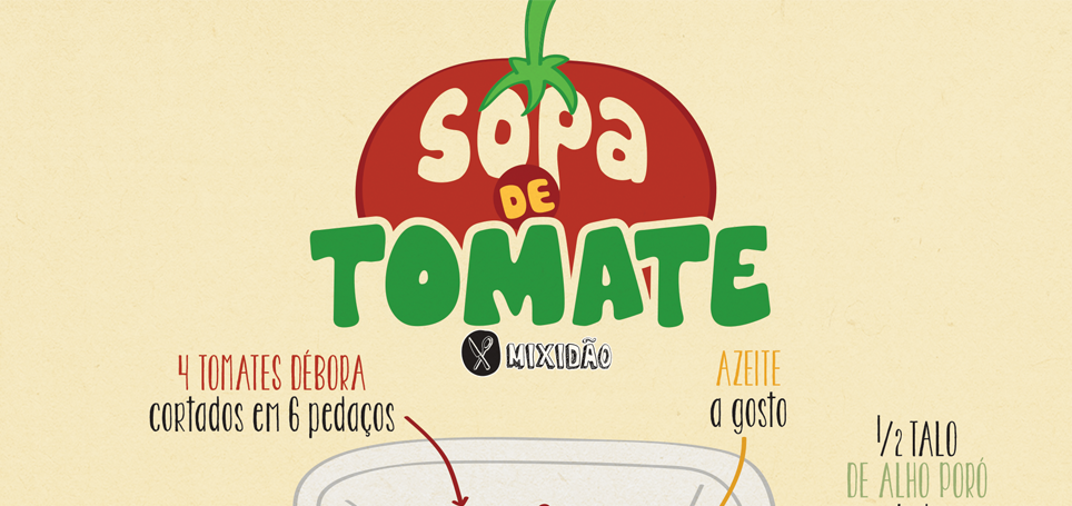 Receita ilustrada de Sopa de Tomate, uma receita que combina muito com os dias de inverno, tem um sabor excelente, leve além de ser muito fácil e rápida de preparar. Ingredientes: tomate, cebola, cenoura, alho poró, manjericão, creme de leite, manteiga, queijo parmesão, azeite e sal.